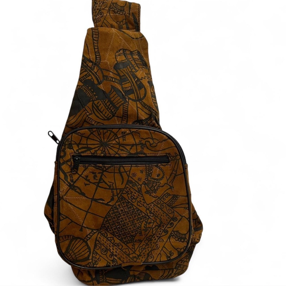 Brown Patterned Men's Sling Bag